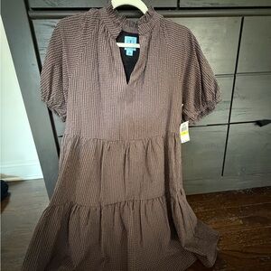 CeCe Brown Gingham Dress